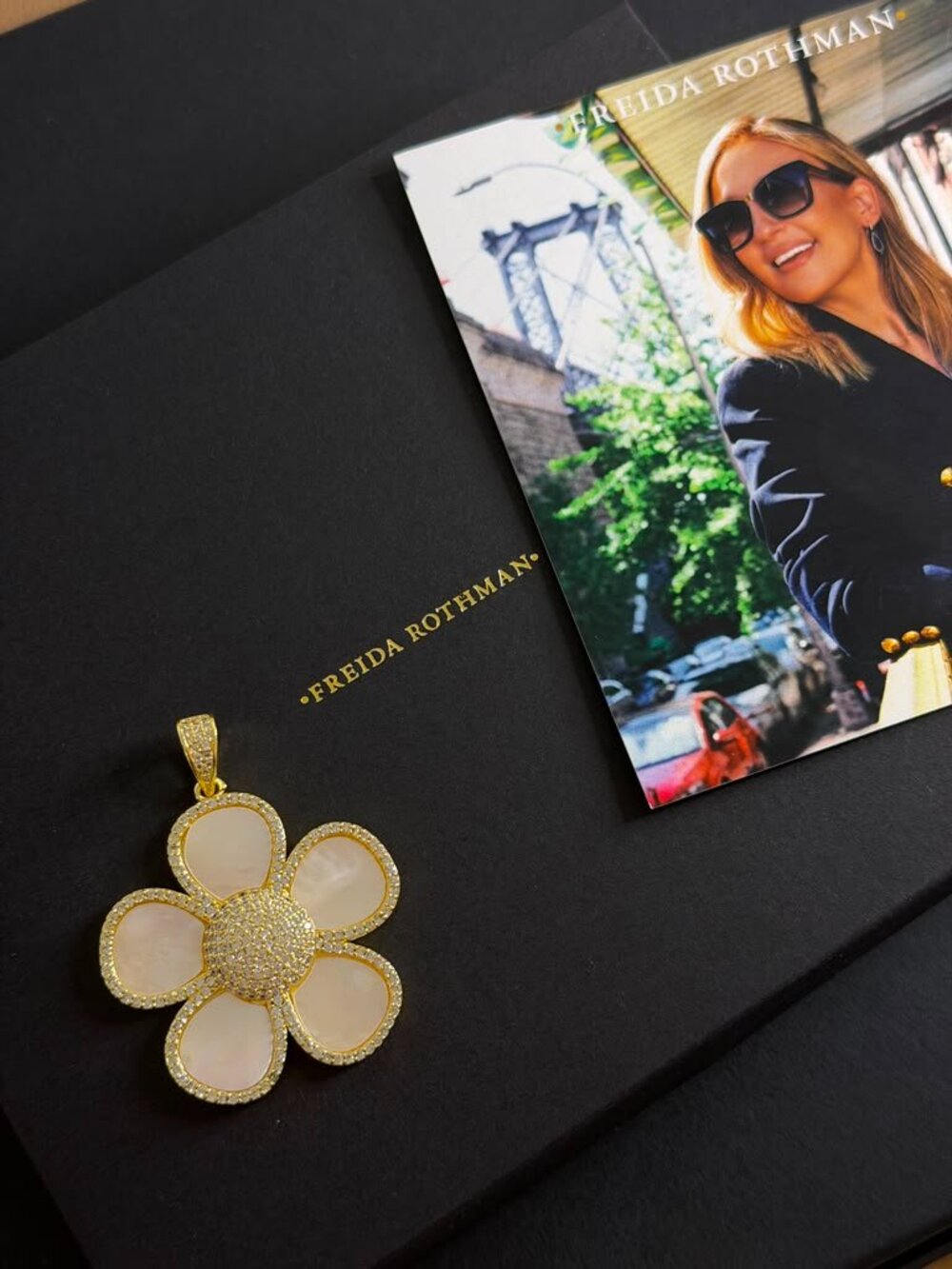 FREIDA ROTHMAN VAULT - Gold & MOP Flower Stattement Pendant